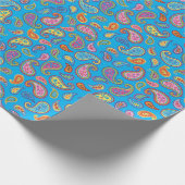 カラフルペイズリー子供の誕生日パーティー ラッピングペーパー (角)