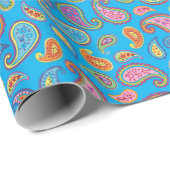 カラフルペイズリー子供の誕生日パーティー ラッピングペーパー (ロールコーナー)