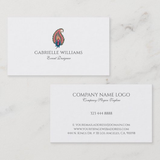 カラフルペイズリー素ミニマルデザイン 名刺 (正面/裏面)