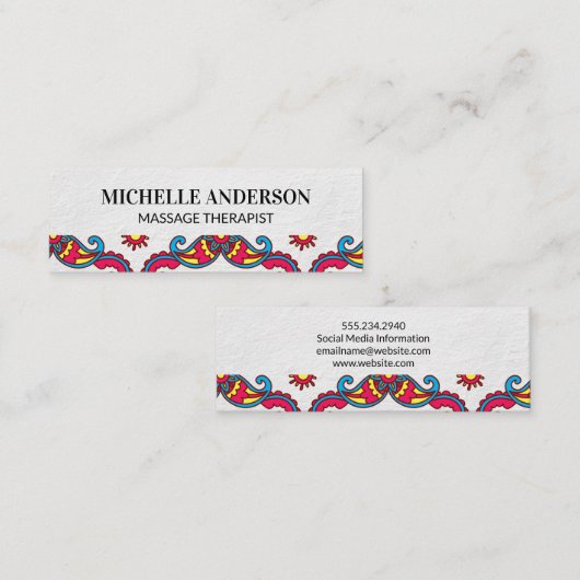 カラフルペイズリー花柄 スキニー名刺 (正面/裏面)