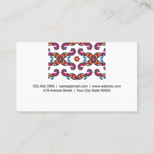 カラフルペイズリー花柄 名刺 (裏面)