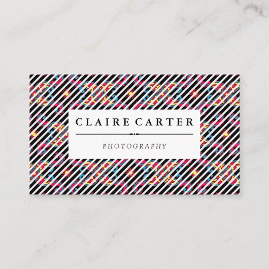 カラフルペイズリー花柄 名刺 (正面)