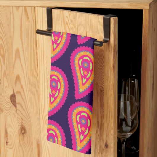 カラフルペイズリー キッチンタオル (三つ折り)