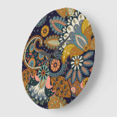 カラフルペイズリー:フローラインディアン。 ラージ壁時計 (傾斜)