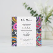 カラフルペイズリー、ペイズリーパターン、ベビーシャワー 招待状 (スタンド正面)