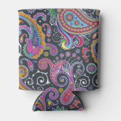 カラフルペイズリー、ペイズリーパターン、ペルシャペイズリー 缶クーラー (正面)