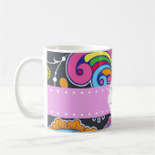 カラフルペイズリー、ペイズリーパターン、ボテー、モノグラム コーヒーマグカップ (左)