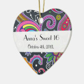 カラフルペイズリー、ペイズリーパターン、ボート、スウィート16 セラミックオーナメント (左)