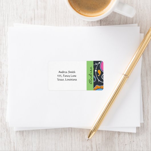 カラフルペイズリー、ペイズリーパターン、名前 ラベル (インサイチュ)