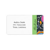 カラフルペイズリー、ペイズリーパターン、名前 ラベル (正面)