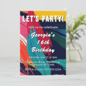 カラフルペイントエフェクト 16歳の誕生日パーティー 招待状 (スタンド正面)
