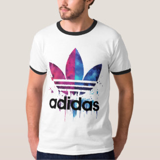 カラフルペイントスプラッシュロゴグラフィックリンガーTシャツ Tシャツ