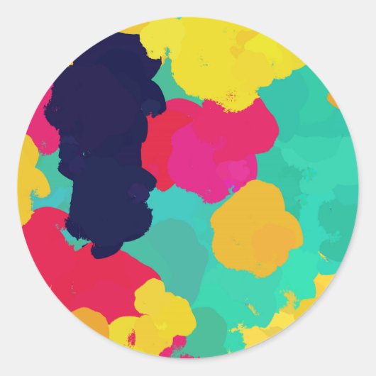 カラフルペイントフィエスタアートクラフト誕生日パーティー ラウンドシール (正面)