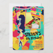 カラフルペイントフィエスタ誕生日パーティー写真 どんな年齢でも 招待状 (正面)