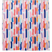 カラフルペイントブラシの線パターン シャワーカーテン (正面)