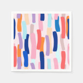 カラフルペイントブラシの線パターン スタンダードカクテルナプキン (正面)