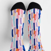 カラフルペイントブラシの線パターン ソックス (上部)