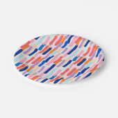 カラフルペイントブラシの線パターン ペーパープレート (アングル)