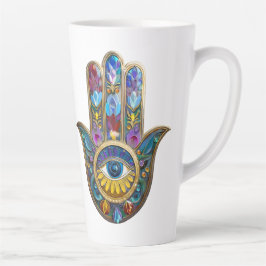 カラフルペタルリーフハムササファイアサードアイ カフェラテマグ