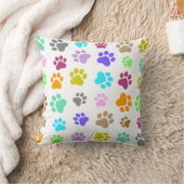 カラフルペット - 猫または犬の足跡パターン クッション (ブランケット)
