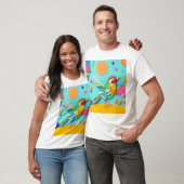 カラフルペーパーコラージュの鳥 Tシャツ (ユニセックス)