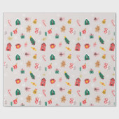 カラフルホリデーラッピング紙:おもしろい冬デザイン ラッピングペーパー (フラット)