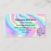 カラフルホログラフィックqrコードメイクアップアーティスト 名刺 (裏面)