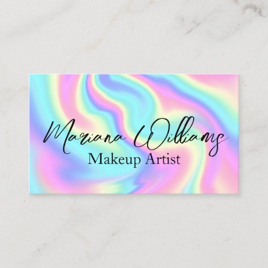 カラフルホログラフィックqrコードメイクアップアーティスト 名刺 (正面)