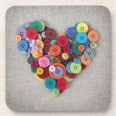 カラフルボタンのハート コースター (正面)