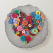カラフルボタンのハート ラウンドクッション (裏面)