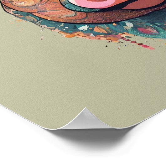 カラフルボヘミアンピッグの遊び心あふれるアート - Sage ポスター (角)