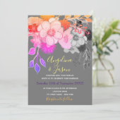 カラフルボヘミアンフラワーウェディング招待状 招待状 (スタンド正面)