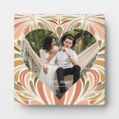 カラフルボヘミアンプリントハート写真付き年 フォトプラーク (正面)