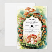 カラフルボホキノコ誕生日 招待状 (正面/裏面)