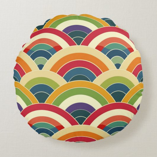 カラフルボホレインボー ラウンドクッション (正面)