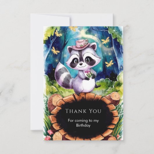 カラフルボホ ラクーンの誕生日 サンキューカード (正面)