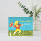 カラフルボーイフットボール誕生日パーティー招待状 招待状 (スタンド正面)