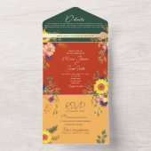 カラフルボーホージュエルトーンの結婚式 オールインワン招待状 (内側)