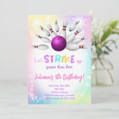 カラフルボーリング誕生日招待状 招待状 (スタンド正面)