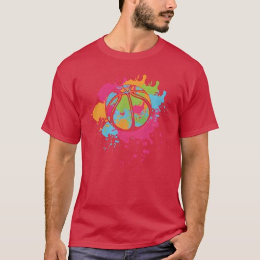 カラフルボール アスリート ゲーム スポーツ バスケットボール フレンド Tシャツ (正面)
