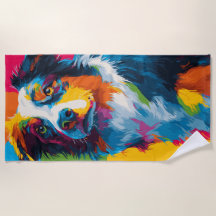 カラフルポップアートの犬の肖像画