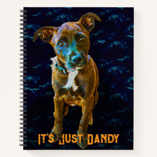 カラフルポップアートの犬の肖像画 - "It's Just Dandy" ノートブック