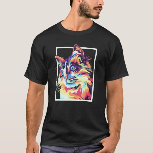 カラフルポップメインクーン Tシャツ (正面)