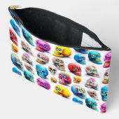 カラフルポップ・アートのスカル アクセサリーポーチ (見開き)