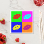 カラフルポップ・アートの口紅キス スタンダードカクテルナプキン (インサイチュ)