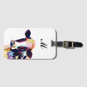カラフルポップ・アートの牛モノグラムの ラゲッジタグ (正面横)