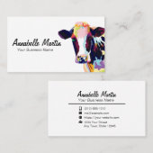 カラフルポップ・アートの牛 名刺 (正面/裏面)