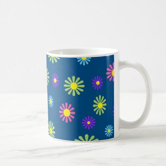 カラフルポップ・アートの花 コーヒーマグカップ (右)