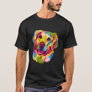 カラフルポップ ゴールデンレトリバー ポートレート オーナー Tシャツ