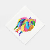 カラフルポメラニア犬アートワーク – ドッグラバーアニマルブレ スタンダードランチョンナプキン (角)